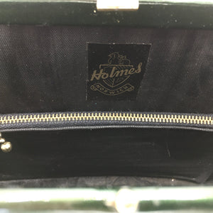 Vintage 60s Large Forest Green Patent Leather Bag by Holmes of Norwich-Vintage Handbag, Kelly Bag-Brand Spanking Vintage