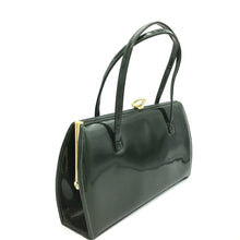 Load image into Gallery viewer, Vintage 60s Large Forest Green Patent Leather Bag by Holmes of Norwich-Vintage Handbag, Kelly Bag-Brand Spanking Vintage
