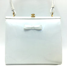 Load image into Gallery viewer, Vintage 50s/60s Exquisite Dainty White Patent Leather Waldybag, w/ Pretty Leather Bow Trim &amp; Silk Coin Purse-Vintage Handbag, Kelly Bag-Brand Spanking Vintage
