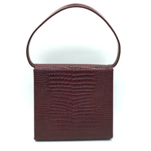 Load image into Gallery viewer, Vintage 60s/70s Rayne Red Handbag In Raspberry Red Patent Leather Faux Crocodile-Vintage Handbag, Kelly Bag-Brand Spanking Vintage
