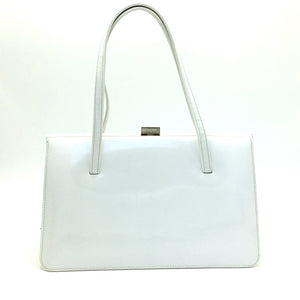 Vintage 50s/60s White Patent Leather And Ivory Leather Bag From Widegate Made in England-Vintage Handbag, Kelly Bag-Brand Spanking Vintage