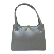 Load image into Gallery viewer, Vintage 50s Grey Leather Dainty Little Bag w/ Gilt Motif By &#39;Exclusive Handbags&#39; Made In Scotland-Vintage Handbag, Kelly Bag-Brand Spanking Vintage
