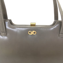 Load image into Gallery viewer, Vintage 50s Grey Leather Dainty Little Bag w/ Gilt Motif By &#39;Exclusive Handbags&#39; Made In Scotland-Vintage Handbag, Kelly Bag-Brand Spanking Vintage
