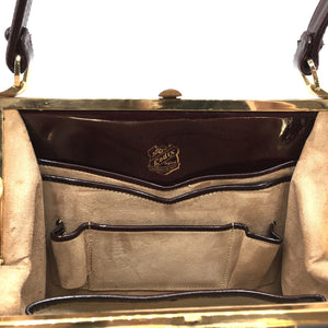 Vintage 1950s Burgundy Patent Leather Bag w/ Matching Coin Purse By Lodix-Vintage Handbag, Kelly Bag-Brand Spanking Vintage