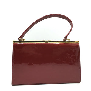 SOLD Vintage 50s/60s Lipstick Red Patent Leather Handbag By Holmes Of Norwich-Vintage Handbag, Kelly Bag-Brand Spanking Vintage
