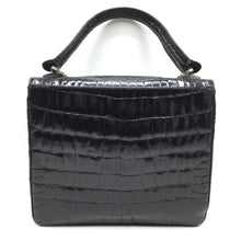 Load image into Gallery viewer, Stunning Vintage 60s Black Crocodile Jackie O Style Bag w/ Silver Tone Clasp And Matching Crocodile Backed Mirror, Made In W Germany-Vintage Handbag, Exotic Skins-Brand Spanking Vintage
