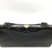 Load image into Gallery viewer, Vintage 50s Exquisite Large Black Leather Waldybag Classic Ladylike Bag With Silver Tone Frame And Copper Clasp-Vintage Handbag, Large Handbag-Brand Spanking Vintage
