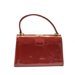 SOLD Vintage 50s/60s Lipstick Red Patent Leather Handbag By Holmes Of Norwich-Vintage Handbag, Kelly Bag-Brand Spanking Vintage