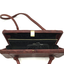 Load image into Gallery viewer, Vintage 30s/40s Cute Dark Rust Red Lizard Skin Handbag w/ Matching Coin Purse On Chain By Tarkor-Vintage Handbag, Exotic Skins-Brand Spanking Vintage

