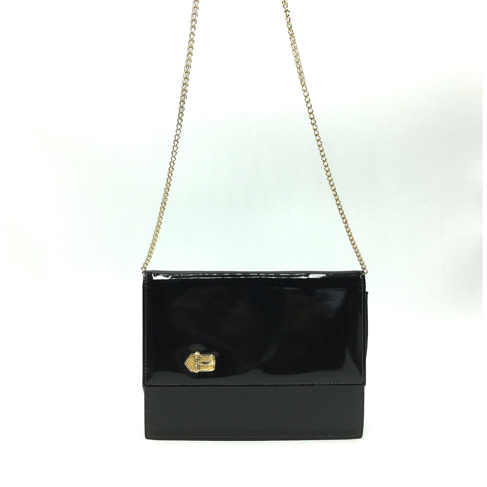 Black patent fashion leather evening bag