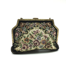 Load image into Gallery viewer, Vintage 50s Petit Point Evening Bag w/ Gilt Chain, Satin Lining And Matching Satin Backed Mirror-Vintage Handbag, Evening Bag-Brand Spanking Vintage
