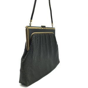 Vintage 60s Oroton Black And Gold Metal Mesh Evening Bag, Occasion Bag Made in W Germany-Vintage Handbag, Evening Bag-Brand Spanking Vintage