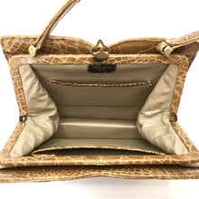 Load image into Gallery viewer, Vintage Handbag In Caramel Crocodile Skin w/ Cream Leather Lining By Riviera Made In England-Vintage Handbag, Exotic Skins-Brand Spanking Vintage
