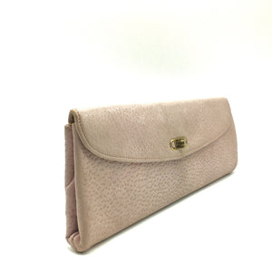 Vintage 50s Pale Pink Leather Clutch Bag By Freedex-Vintage Handbag, Clutch Bag-Brand Spanking Vintage