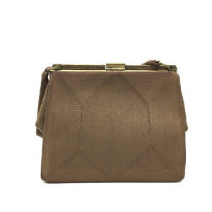 Vintage 40s/50s Milk Chocolate Silk Lined Corde Handbag By Cordé-Vintage Handbag, Kelly Bag-Brand Spanking Vintage