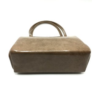 Vintage 60s Taupe Patent Leather Bag w/ Suede Lining-Vintage Handbag, Kelly Bag-Brand Spanking Vintage