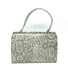 Load image into Gallery viewer, Vintage 50s Leather Faux Snakeskin Bag w/ Suede Lining-Vintage Handbag, Kelly Bag-Brand Spanking Vintage
