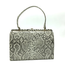 Load image into Gallery viewer, Vintage 50s Leather Faux Snakeskin Bag w/ Suede Lining-Vintage Handbag, Kelly Bag-Brand Spanking Vintage
