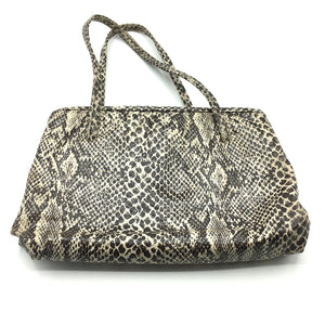 Vintage 60s Beige/Brown Faux Snakeskin Twin Handled Bag-Vintage Handbag, Kelly Bag-Brand Spanking Vintage