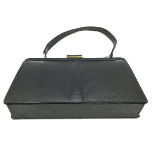Vintage Mappin And Webb Black Lizard Skin Single Top Handle Bag-Vintage Handbag, Exotic Skins-Brand Spanking Vintage