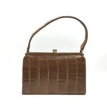 Load image into Gallery viewer, Vintage Handbag 50s In Caramel Crocodile Skin Classic Ladylike Bag w/ Suede Lining-Vintage Handbag, Exotic Skins-Brand Spanking Vintage
