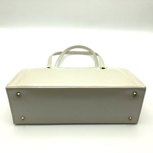 Vintage 50s/60s Cream Pearlised Patent Leather Classic Twin Handled Bag By Interwainer-Vintage Handbag, Kelly Bag-Brand Spanking Vintage