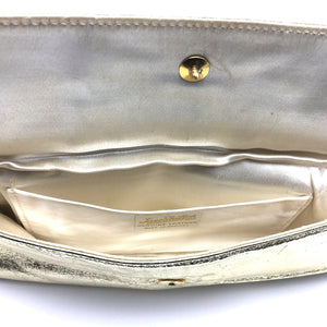 Vintage 50s/60s Gold Leather Clutch Evening Bag By Jane Shilton-Vintage Handbag, Evening Bag-Brand Spanking Vintage