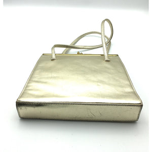 SOLD Elegant Gold Leather Evening/Occasion Bag w/ Matching Silk Coin Purse By Waldybag-Vintage Handbag, Evening Bag-Brand Spanking Vintage
