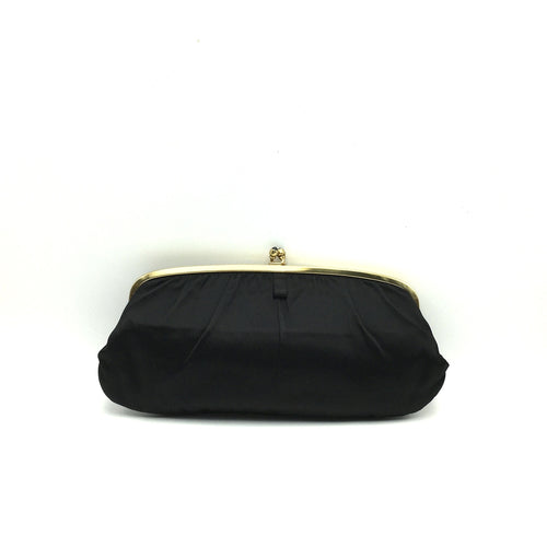 Vintage Dainty Black Genuine Ostrich Skin Clutch Bag w/ Fold Out Gilt/ –  Brand Spanking Vintage