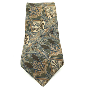 Vintage 80s Liberty of London Silk Tie in Collectable 'Ianthe' Design in Browns, Green and Blue-Accessories, For Him-Brand Spanking Vintage