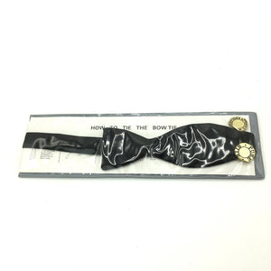Vintage Unused Hand Made Classic Black Silk Self Tied Bow Tie Made in England-Accessories, For Him-Brand Spanking Vintage