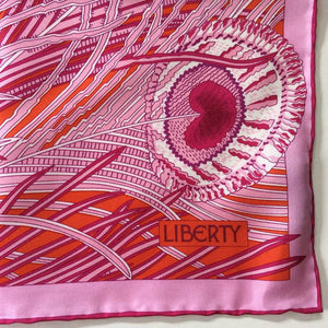 Liberty Of London Silk Scarf In Updated 'Hera' Design In Vibrant Pinks And Orange-Scarves-Brand Spanking Vintage