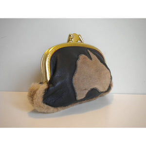 Quirky Little Black Leather And Kangaroo Fur Purse-Accessories, For Her-Brand Spanking Vintage