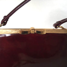 Load image into Gallery viewer, Vintage 1950s Burgundy Patent Leather Bag w/ Matching Coin Purse By Lodix-Vintage Handbag, Kelly Bag-Brand Spanking Vintage
