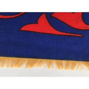 Vintage 1980s Liberty Of London Large Varuna Wool Scarf, Shawl, Wrap By Liberty Vibrant Blue, Yellow And Red, Stunning Art Nouveau Design-Scarves-Brand Spanking Vintage