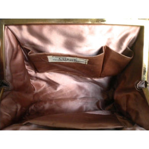 Vintage 40s/50s Milk Chocolate Silk Lined Corde Handbag By Cordé-Vintage Handbag, Kelly Bag-Brand Spanking Vintage