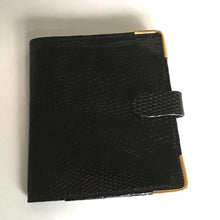 Load image into Gallery viewer, Vintage 50s 60s Black Lizard Skin Unused Top Handle Bag w/ Beehive Clasp And Matching Lizard Wallet By Mappin &amp; Webb-Vintage Handbag, Exotic Skins-Brand Spanking Vintage
