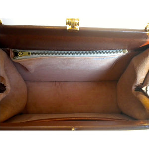 Vintage 50s Antelope Skin And Tan Leather Handbag By Umtali Leather-Vintage Handbag, Exotic Skins-Brand Spanking Vintage