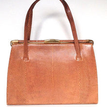 Load image into Gallery viewer, SOLD Vintage 50s Caramel Lizard Skin Bag By Fassbender Made In England-Vintage Handbag, Exotic Skins-Brand Spanking Vintage

