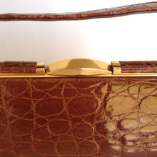 Load image into Gallery viewer, Vintage 50s Exquisite Caramel Crocodile Skin Bag w/ Matching Coin Purse And Mirror By Fassbender-Vintage Handbag, Exotic Skins-Brand Spanking Vintage
