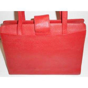 Vintage 50s Large Lipstick Red Leather Handbag By Fassbender-Vintage Handbag, Large Handbag-Brand Spanking Vintage