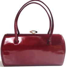 Load image into Gallery viewer, Vintage 50s Large Wide Cherry Red Patent Leather Bag By Holmes Of Norwich-Vintage Handbag, Kelly Bag-Brand Spanking Vintage
