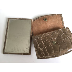 Vintage 50s rare Blond Crocodile Skin Backed Mirror with Matching Crocodile Coin Purse Zumpolle-Accessories, For Her-Brand Spanking Vintage