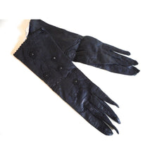 Load image into Gallery viewer, Vintage 50s Unused Navy Beaded Leather Silk Lined Evening/Occasion Gloves From The USA-Accessories, For Her-Brand Spanking Vintage
