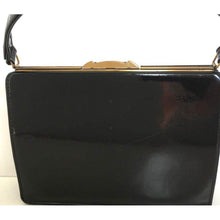 Load image into Gallery viewer, Vintage 50s/60s Black Patent Leather Tab Front Bag By Widegate-Vintage Handbag, Kelly Bag-Brand Spanking Vintage
