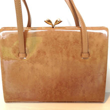 Load image into Gallery viewer, Vintage 50s/60s Small And Dainty Bag In Mink Mottled Patent Leather w/ Silk Lining, Matching Silk Coin Purse And Faux Pearl Clasp-Vintage Handbag, Kelly Bag-Brand Spanking Vintage
