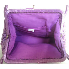 Load image into Gallery viewer, Vintage 50s/60s Stylish Dolce Vita Style Raffia Handbag w/ Top Handles And Gilt Clasp In Vivid Lilac/Lavender-Vintage Handbag, Dolly Bag-Brand Spanking Vintage
