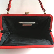 Load image into Gallery viewer, SOLD Vintage 60s 70s Leather Bag, Kelly Bag in Lipstick Red Leather w/ Black Patent Trim By Debonair-Vintage Handbag, Kelly Bag-Brand Spanking Vintage
