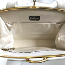 Load image into Gallery viewer, SOLD Vintage 50s 60s Exquisite White Patent Leather Bag w/ Distinctive Clasp By Waldybag-Vintage Handbag, Kelly Bag-Brand Spanking Vintage

