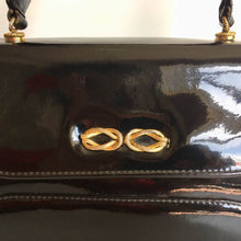 Load image into Gallery viewer, Vintage 60s Iconic Black Patent Leather Vintage Bag by Riviera w/ Exquisite Gilt Twisted Rope Clasp-Vintage Handbag, Kelly Bag-Brand Spanking Vintage
